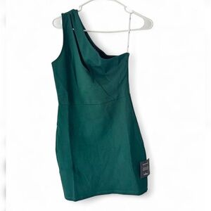 Lulu's Teal One-Shoulder Cocktail Dress